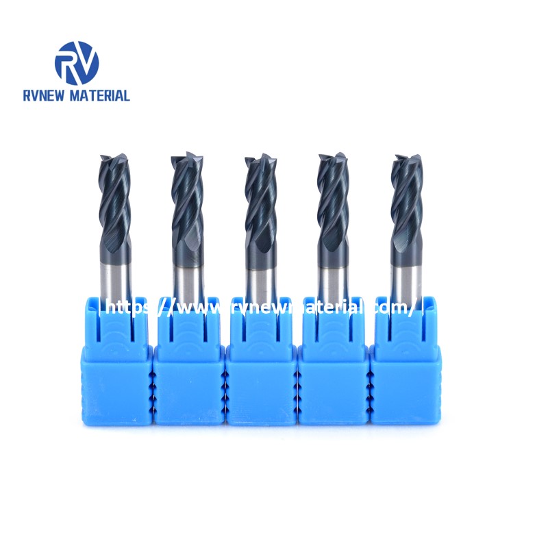 4-Flute Flattened Solid Carbide End Mills With Straight Shank For Super High Hardness