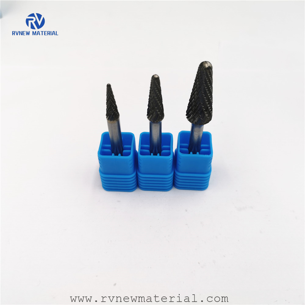 Solid Tungsten Carbide Rotary Burrs Double Cut Rounded Cone Taper Shape SL Rotary File Carbide Burrs